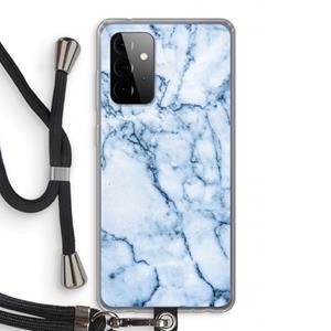 CaseCompany Blauw marmer: Samsung Galaxy A72 5G Transparant Hoesje met koord