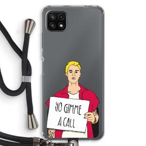 CaseCompany Gimme a call: Samsung Galaxy A22 5G Transparant Hoesje met koord