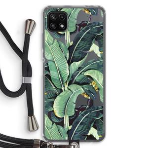CaseCompany Bananenbladeren: Samsung Galaxy A22 5G Transparant Hoesje met koord