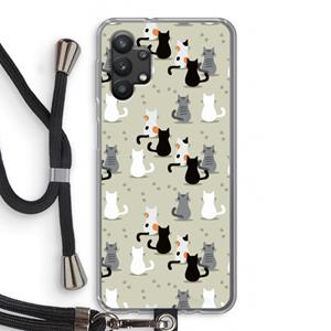 CaseCompany Katten: Samsung Galaxy A32 5G Transparant Hoesje met koord