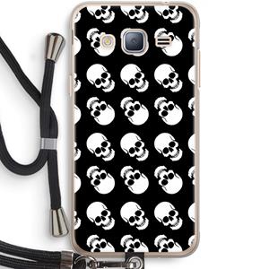 CaseCompany Musketon Skulls: Samsung Galaxy J3 (2016) Transparant Hoesje met koord