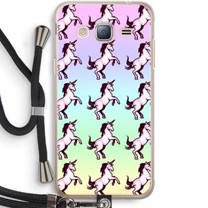 CaseCompany Musketon Unicorn: Samsung Galaxy J3 (2016) Transparant Hoesje met koord