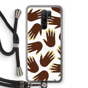 CaseCompany Hands dark: Xiaomi Redmi 9 Transparant Hoesje met koord