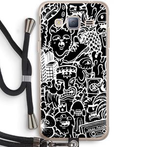CaseCompany Vexx Black Mixtape: Samsung Galaxy J3 (2016) Transparant Hoesje met koord