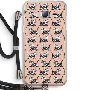 CaseCompany Zwarte poes: Samsung Galaxy J3 (2016) Transparant Hoesje met koord