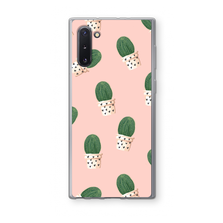CaseCompany Cactusprint roze: Samsung Galaxy Note 10 Transparant Hoesje