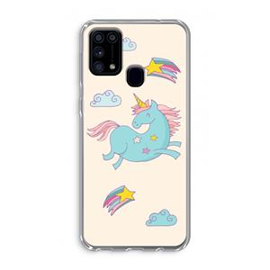 CaseCompany Vliegende eenhoorn: Samsung Galaxy M31 Transparant Hoesje