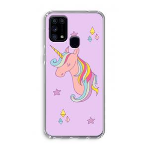 CaseCompany Roze eenhoorn: Samsung Galaxy M31 Transparant Hoesje