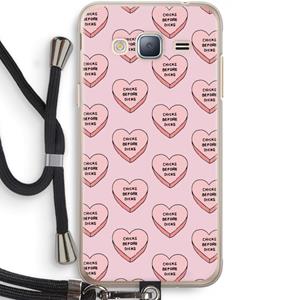 CaseCompany Chicks before dicks: Samsung Galaxy J3 (2016) Transparant Hoesje met koord