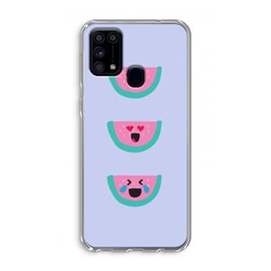 CaseCompany Smiley watermeloen: Samsung Galaxy M31 Transparant Hoesje