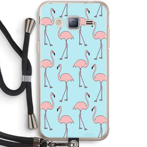 CaseCompany Anything Flamingoes: Samsung Galaxy J3 (2016) Transparant Hoesje met koord