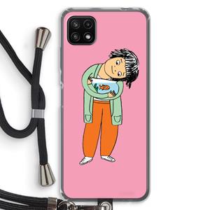 CaseCompany Visknuffel: Samsung Galaxy A22 5G Transparant Hoesje met koord