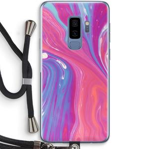 CaseCompany Paarse stroom: Samsung Galaxy S9 Plus Transparant Hoesje met koord