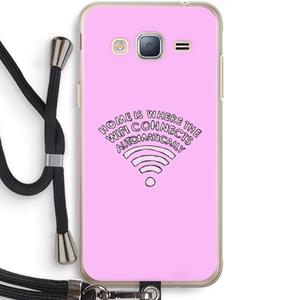 CaseCompany Home Is Where The Wifi Is: Samsung Galaxy J3 (2016) Transparant Hoesje met koord