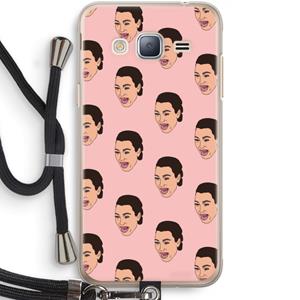 CaseCompany Ugly Cry Call: Samsung Galaxy J3 (2016) Transparant Hoesje met koord