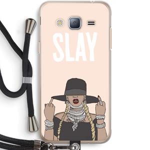 CaseCompany Slay All Day: Samsung Galaxy J3 (2016) Transparant Hoesje met koord