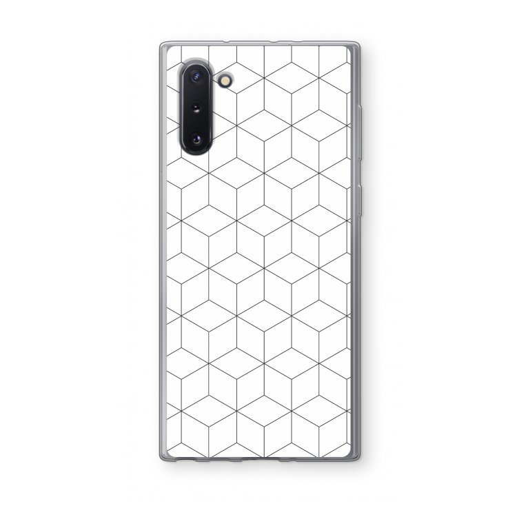 CaseCompany Zwart-witte kubussen: Samsung Galaxy Note 10 Transparant Hoesje