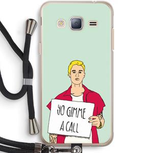 CaseCompany Gimme a call: Samsung Galaxy J3 (2016) Transparant Hoesje met koord