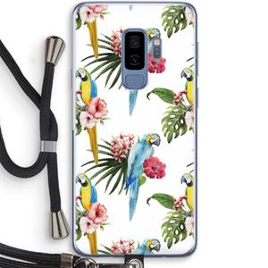 CaseCompany Kleurrijke papegaaien: Samsung Galaxy S9 Plus Transparant Hoesje met koord