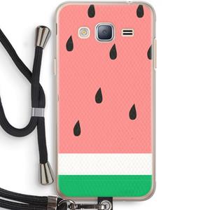 CaseCompany Watermeloen: Samsung Galaxy J3 (2016) Transparant Hoesje met koord