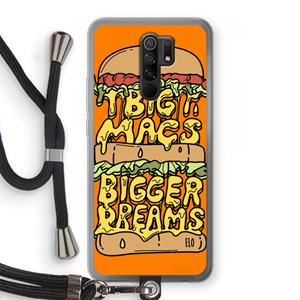 CaseCompany Big Macs Bigger Dreams: Xiaomi Redmi 9 Transparant Hoesje met koord