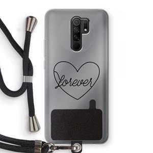CaseCompany Forever heart black: Xiaomi Redmi 9 Transparant Hoesje met koord
