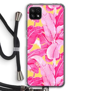 CaseCompany Pink Banana: Samsung Galaxy A22 5G Transparant Hoesje met koord