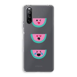 CaseCompany Smiley watermeloen: Sony Xperia 10 III Transparant Hoesje