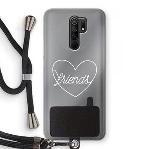CaseCompany Friends heart pastel: Xiaomi Redmi 9 Transparant Hoesje met koord