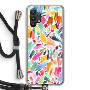 CaseCompany Watercolor Brushstrokes: Samsung Galaxy A32 5G Transparant Hoesje met koord