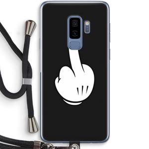 CaseCompany Middle finger black: Samsung Galaxy S9 Plus Transparant Hoesje met koord