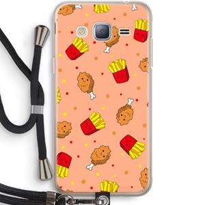 CaseCompany Chicken 'n Fries: Samsung Galaxy J3 (2016) Transparant Hoesje met koord