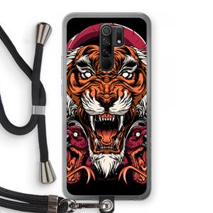 CaseCompany Tiger and Rattlesnakes: Xiaomi Redmi 9 Transparant Hoesje met koord