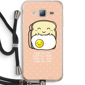 CaseCompany Sleep All Day: Samsung Galaxy J3 (2016) Transparant Hoesje met koord