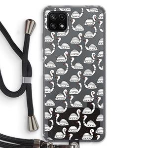 CaseCompany Zwanen: Samsung Galaxy A22 5G Transparant Hoesje met koord