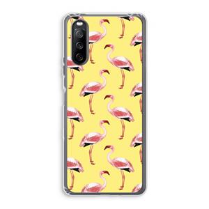 CaseCompany Flamingo's geel: Sony Xperia 10 III Transparant Hoesje