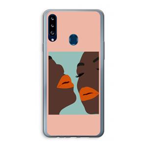 CaseCompany Orange lips: Samsung Galaxy A20s Transparant Hoesje