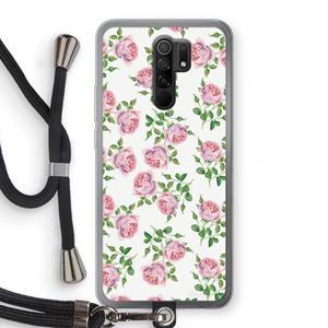 CaseCompany Kleine roosjes: Xiaomi Redmi 9 Transparant Hoesje met koord