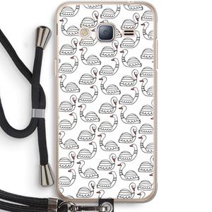 CaseCompany Zwanen: Samsung Galaxy J3 (2016) Transparant Hoesje met koord