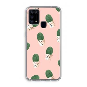 CaseCompany Cactusprint roze: Samsung Galaxy M31 Transparant Hoesje