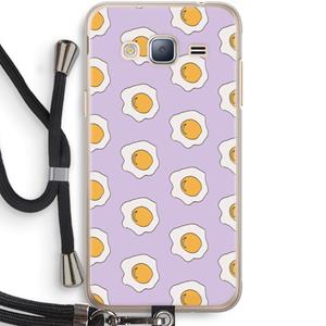 CaseCompany Bacon to my eggs #1: Samsung Galaxy J3 (2016) Transparant Hoesje met koord