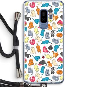 CaseCompany Kleurrijke katten: Samsung Galaxy S9 Plus Transparant Hoesje met koord