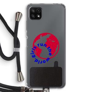 CaseCompany Run The World: Samsung Galaxy A22 5G Transparant Hoesje met koord