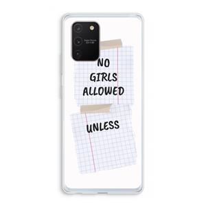 CaseCompany No Girls Allowed Unless: Samsung Galaxy S10 Lite Transparant Hoesje