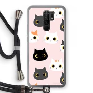 CaseCompany Katten: Xiaomi Redmi 9 Transparant Hoesje met koord