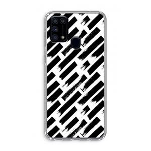 CaseCompany Zwarte vegen: Samsung Galaxy M31 Transparant Hoesje