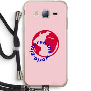 CaseCompany Run The World: Samsung Galaxy J3 (2016) Transparant Hoesje met koord