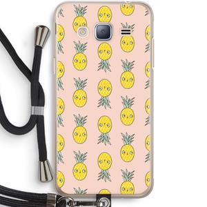 CaseCompany Ananas: Samsung Galaxy J3 (2016) Transparant Hoesje met koord