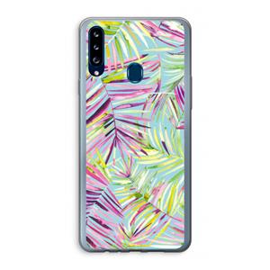 CaseCompany Tropical Palms Blue: Samsung Galaxy A20s Transparant Hoesje