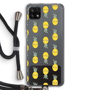 CaseCompany Ananas: Samsung Galaxy A22 5G Transparant Hoesje met koord